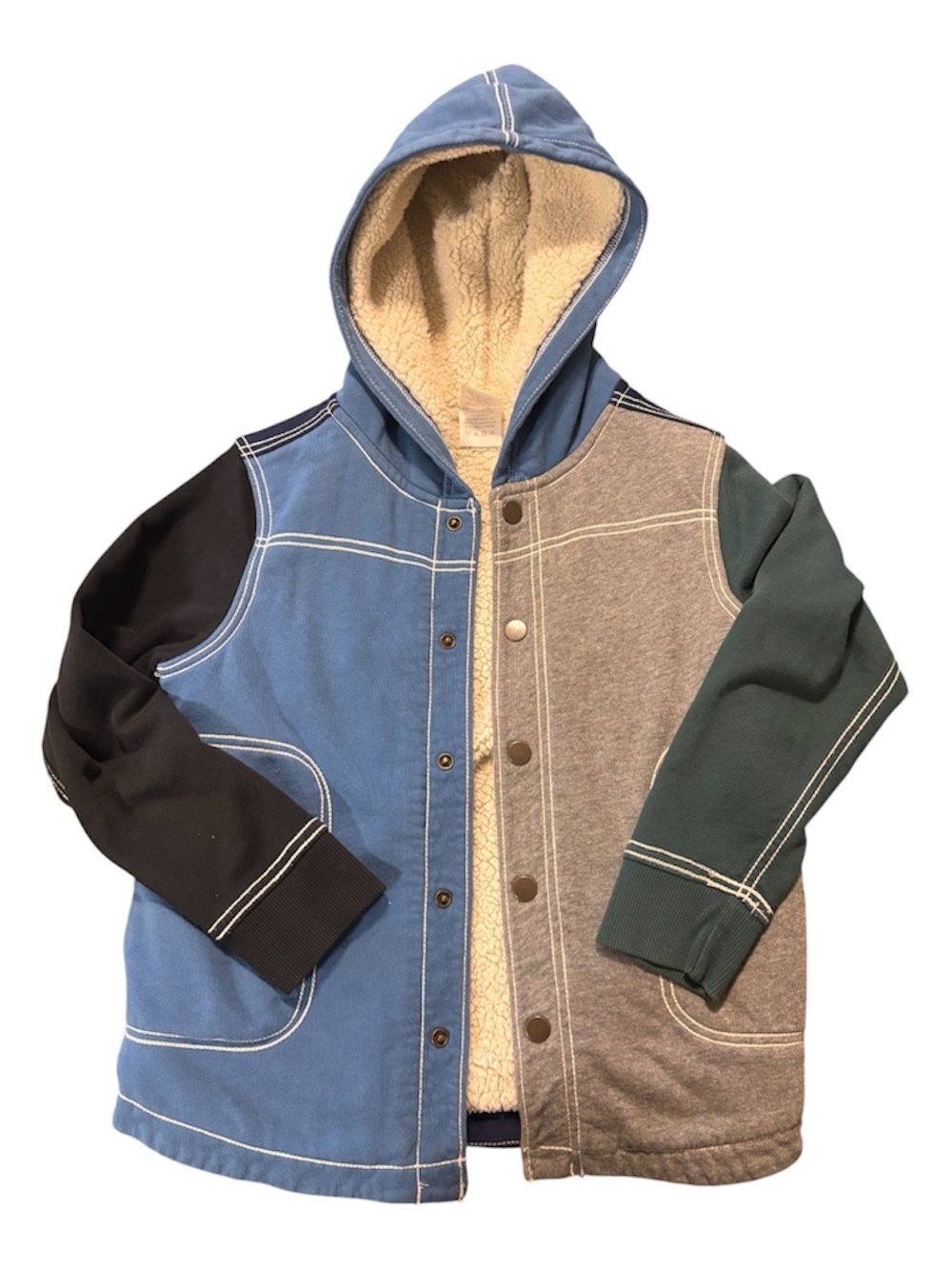 Hanna Anderson Colorblock Hooded Sherpa Jacket for Kids